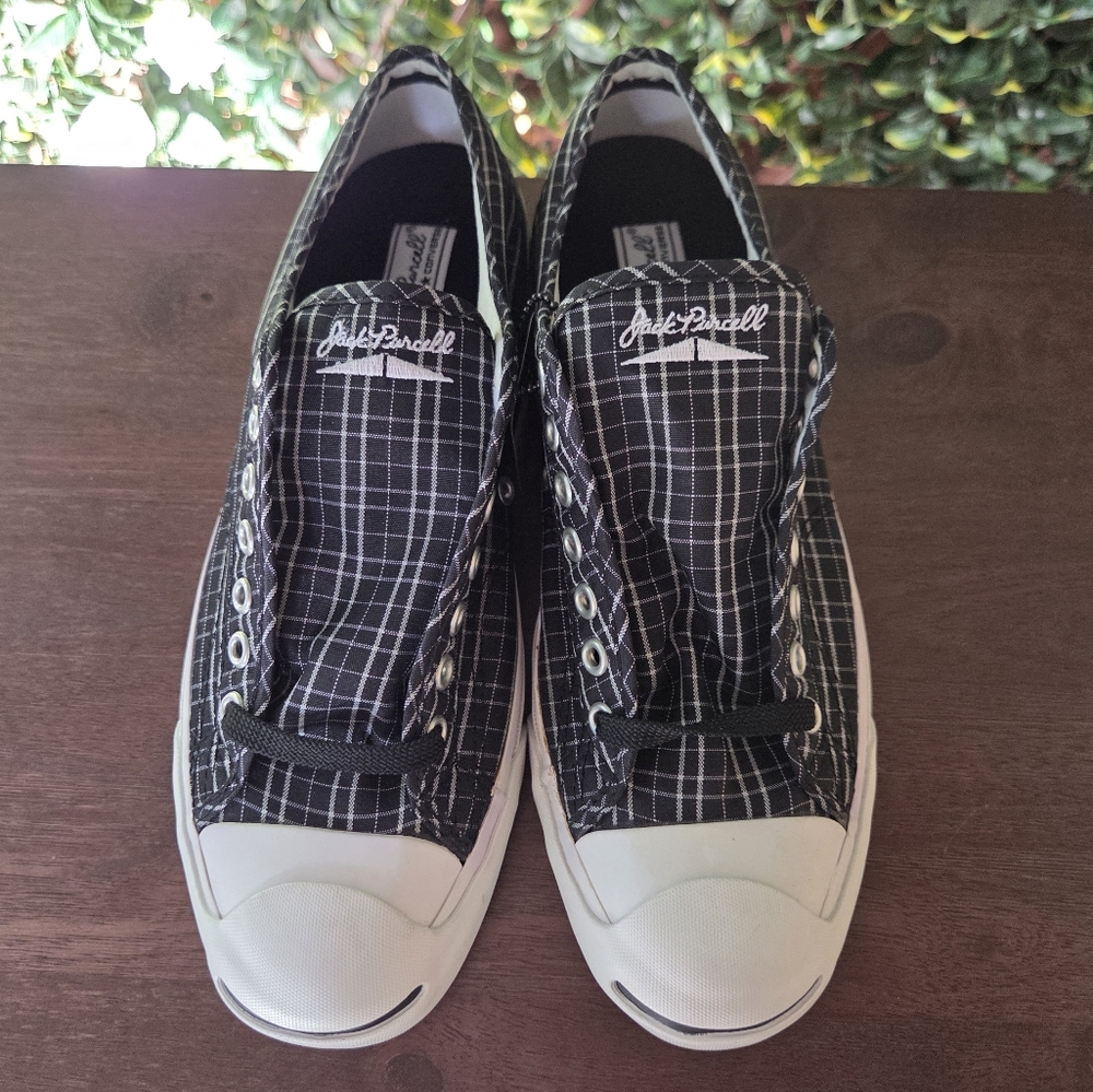 NWT Converse Jack Purcell Print Ox Black Plaid US Women's Sz 9.5 Men's 8 EU 41 - Picture 7 of 16